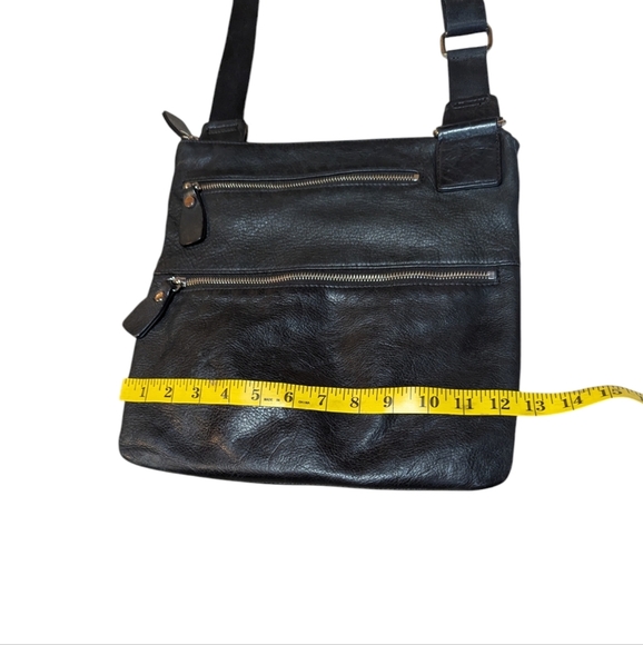 Margot Black Soft Leather Crossbody Bag Nylon Strap Grunge Classic Punk - Picture 8 of 8